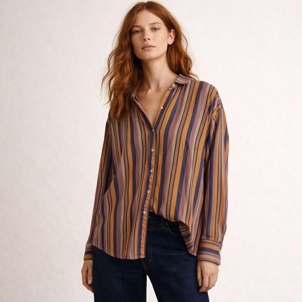 Free‎ People Oversized Striped Button Down Tunic NWT Sz S
